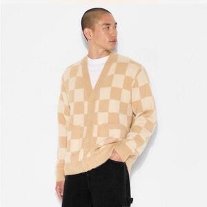 Original Use Beige Checkered Cardigan